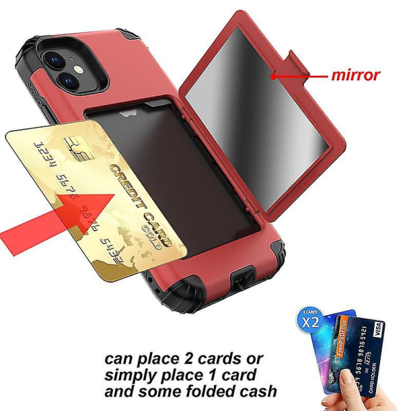 Flip phone case med sminkspegel, lämplig för Samsung-serien Silikon Anti-dropp phone case (röd)