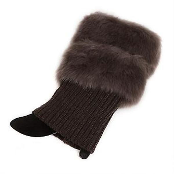 Vinter Crochet Benstövlar Sockor Manschetter Topper Fuzzy Trim Ankelvärmare Sockor (Mörkgrå)