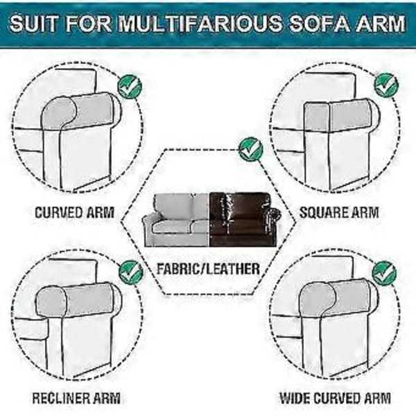 2 st Stretch Armstödsöverdrag Spandex Jacquard Armöverdrag Mjuka och Elastiska Skydd för Stolar Soffa Armstol Överdrag Recliner Soffa (Beige)