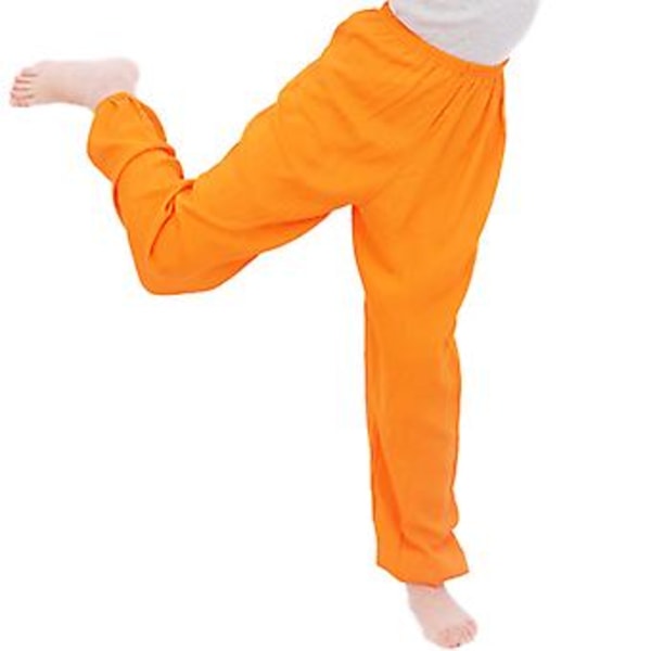 3-12 Years Kids Plain Loose Pants Yoga Dancing Bloomers Aladdin Trousers(10-11 Years Orange)