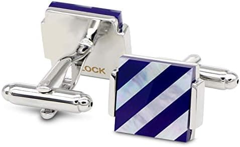Mansjettknapper i perlemor med onyx-stripe, mansjettknapper til smoking i gavepose, bryllupsgave til menn