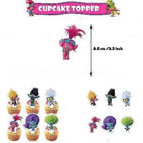 Trollit Teema Lasten Syntymäpäiväjuhlien Koristelu Banneri Kakku Cupcake Koristeet Ilmapallot Set