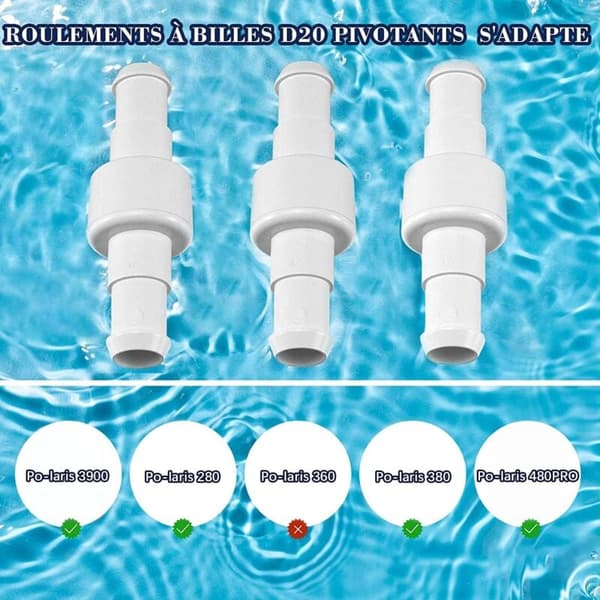 3-pack Polaris D20 kullager för pool slang 280 3900