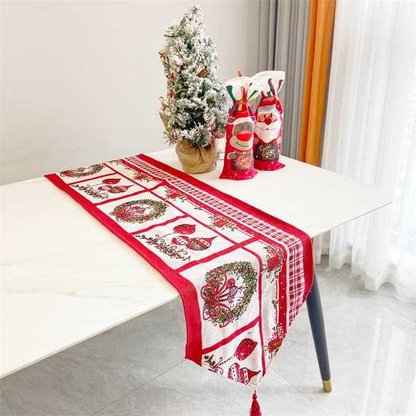 Brodert julebordløper, rød girlander gaveelement Chri