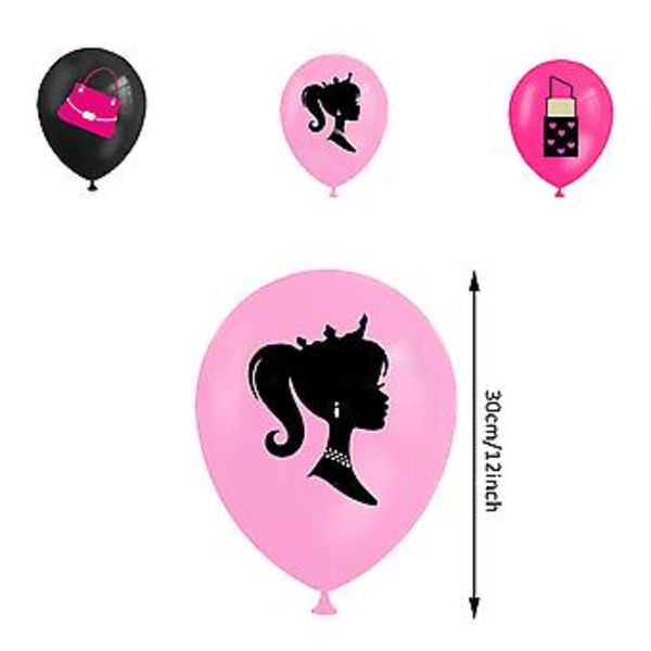 Barbie Pink -teemainen syntymäpäiväkoristeet aikuisille ja lapsille, juhlatarvikkeet ja lahjat, sisältäen Onnea Syntymäpäiväksi -bannerin, ilmapalloja ja kakkukoristeita ( )