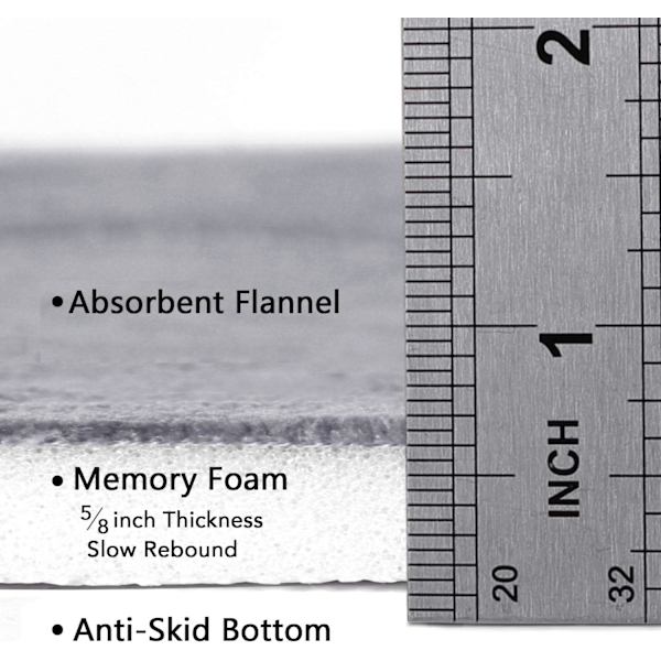 Memory Foam Bademåtte til Badeværelse Skridsikker Bademåtte Hurtigtørrende Super Vandabsorberende Bademåtte Tæppe Maskinvaskbar Ea