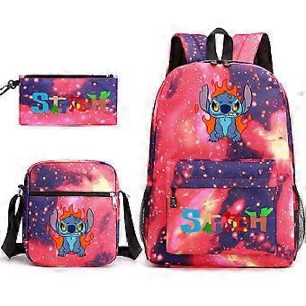 Lilo & Stitch Skolväska Ryggsäck Pennfodral Axelväska Tre-delad Set _15