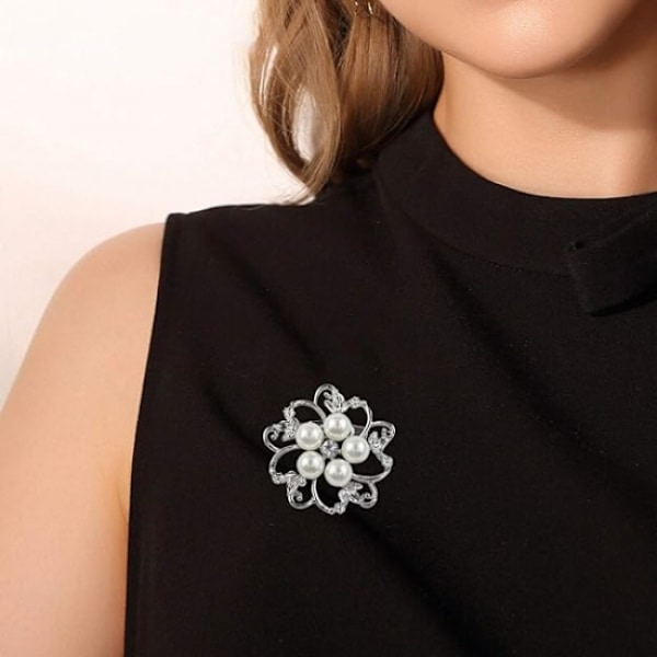 Broschnålar Faux Pearl Broscher Rund Form Blommor Brosch Halsduk