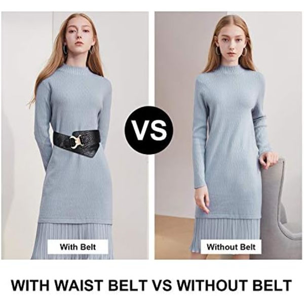 Bred elastisk stretch midjebälte dam justerbart mode orm mönster klänning bälte