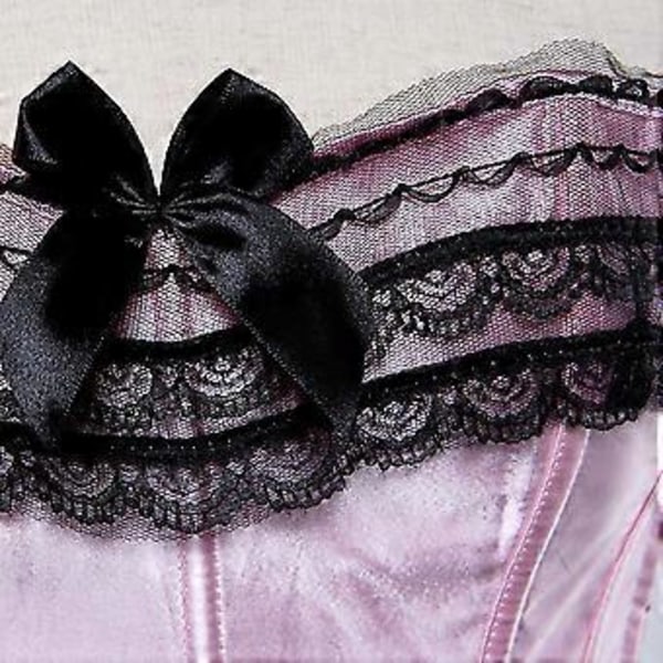 Sexy Satin Lace Overlay Korsett Bustier Overbust Burlesque Corselet Topp Bodyshaper Lingeri Showgirl Party Kostyme Plus Størrelse (5XL 8068 Blå)