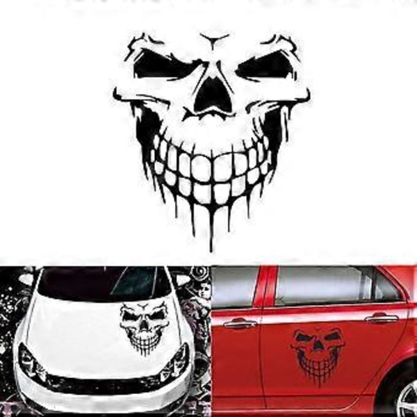 2 stk. Store Skumle Demonklistremerker for Halloweenfestdekorasjon, Svart og Hvit Tigerbilklistremerke Horror Tigerbilklistremerke