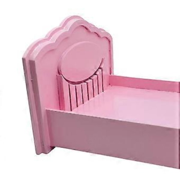 Prinsesse Dukkehus Seng 1:12 Skala Mini Soverom Mikro Scene Dukkehus Dekor Miniatyr Seng Møbelmodell (rosa)