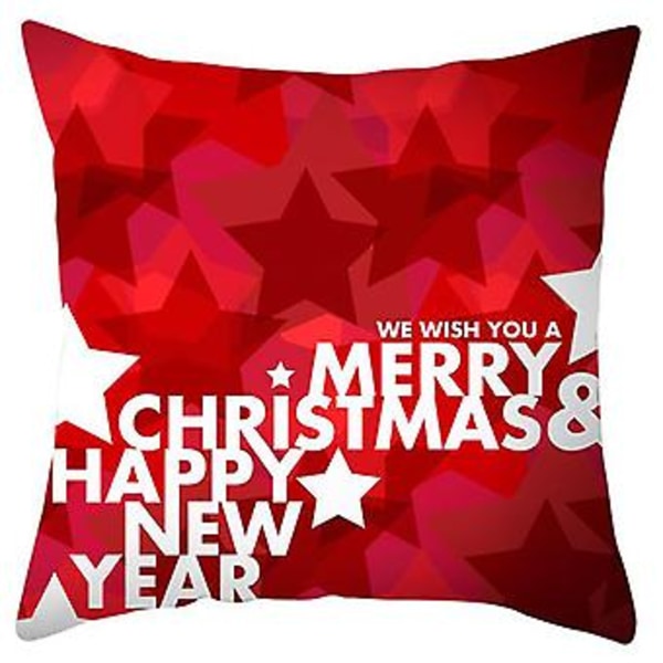 Rød Juleputetrekk med Julerød Design for Sofa, Kvadratisk Putetrekk for Hjemmedekor (B Happy New Year)