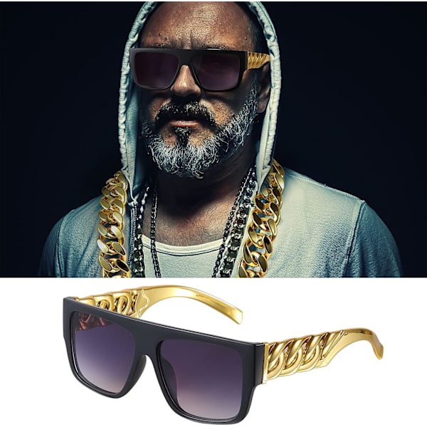 Hiphop-kostymset för män, accessoarer för rappare, hippie-kostymset i guld