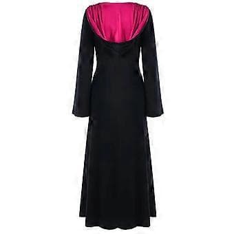 Dame Halloween Hette Lace Up Patchwork Langermet Lang Kjole i Plus Size (M Hot Pink)
