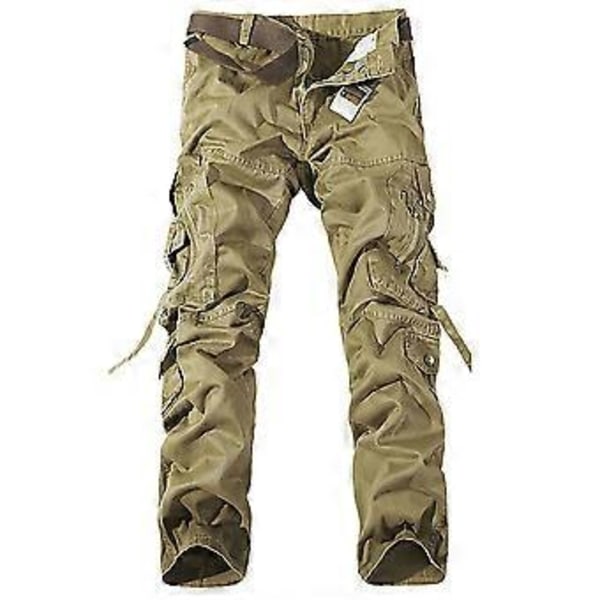 Män Taktiska Arbetsbyxor Army Militär Combat Casual Lösa Byxor (32 Khaki)