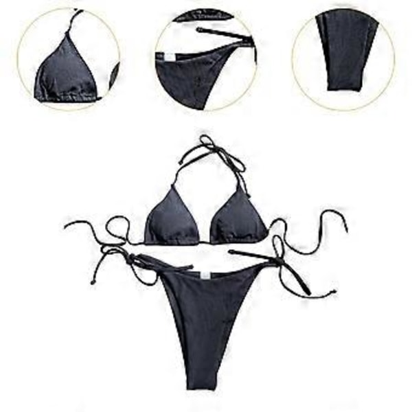Bikiniset Dam Baddräkt för Klubbar Vattenaktiviteter Semester Spa (Svart L)