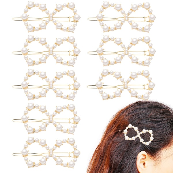 8 st pärlhårklämma för kvinnor ihålig båge hårnålar spännen geometrisk metall dekorativ hårnål vintage huvudbonad Barr