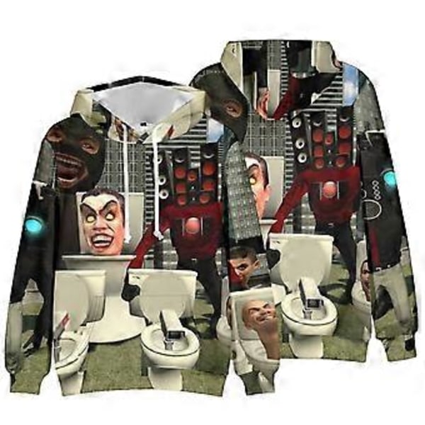 Skibidi Toalett Tryckt Pojkar Flickor Barn Casual Hoodies Rolig Tryckt Sweatshirt Huvtröja Jumper Toppar (7-8 År D)