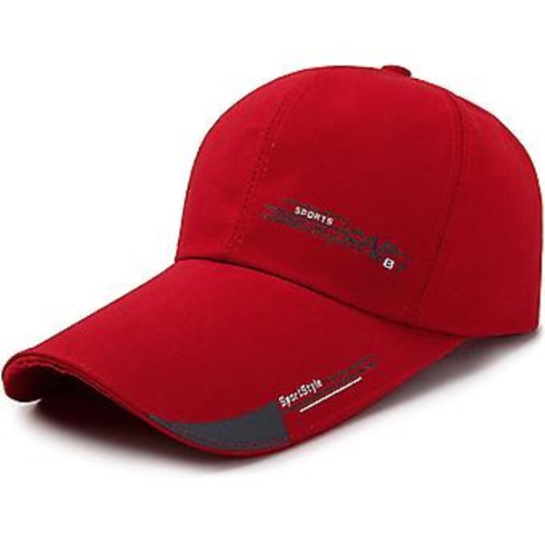 Unisex Snapback Baseball Cap Long Brim Visor Sun Hat Peaked Golf Sports Caps( Red)