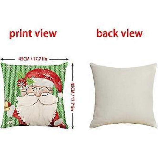 Jul Kuddar 18x18 Tum, Set om 4, Linne Snögubbe Älg Jul Kuddfodral Tomte Kuddfodral