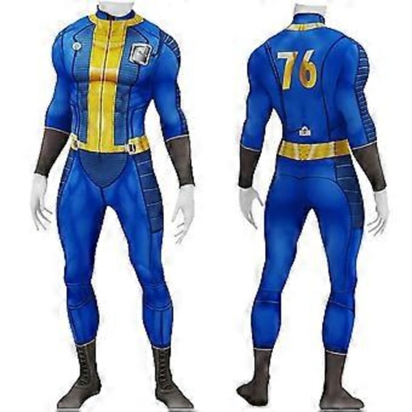 Fallout 4 Vault Cosplay Kostym Bodysuit Män Party Maskerad Jumpsuit (XS)