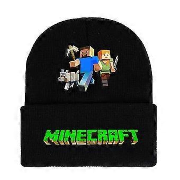 Minecraft Spel Tryck Mössa Stickad Hatt Barn Pojkar Flickor Trend Klassisk Vinter Ullig Varm Skidmössa Uppvikta Gåvor (B)