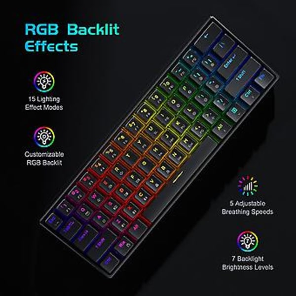 Bluetooth/2.4g/usb 60% Mekaniikka Peliklaviatura Rgb Hotswappable Pbt-näppäimet Langaton/johdollinen Klaviatura