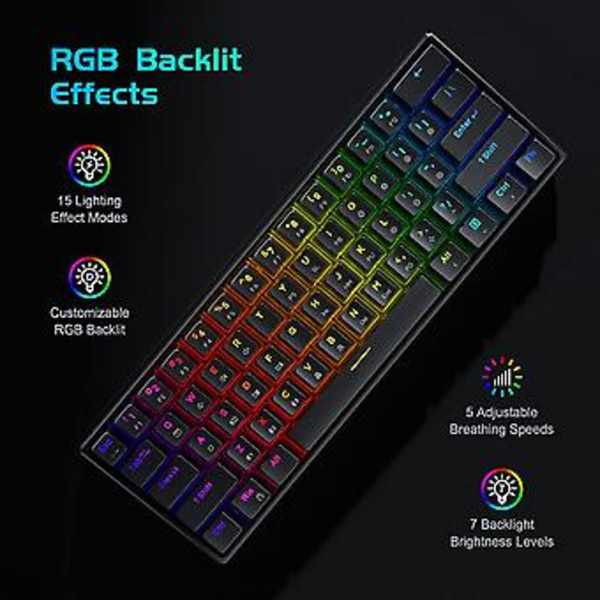 Bluetooth/2.4g/usb 60% Mekaniskt Speltangentbord Rgb Hotswappable Pbt Tangentbord Trådlöst/trådbundet Tangentbord