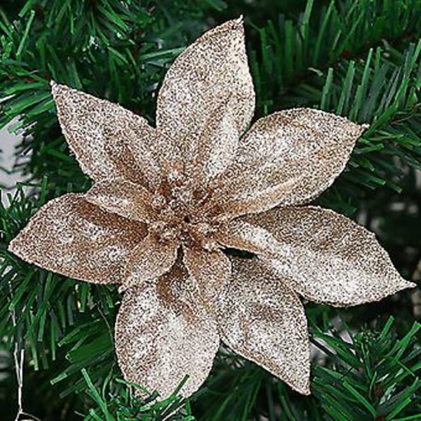 Julepynt Glitter Kunstig Blomst Træ Hængende Fest Jul Hjem Dekoration (1 stk Champagne Guld)