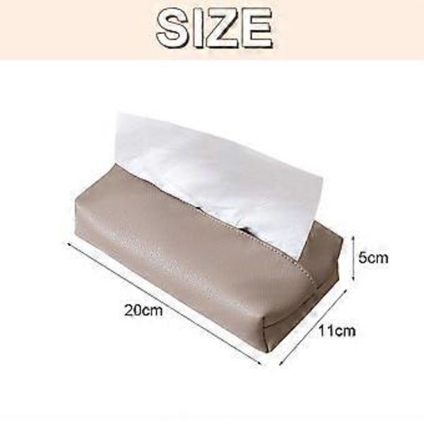 Rektangulärt vävnadsboxöverdrag, Läder vävnadsboxhållare, Vävnadsboxorganisatör för hem, bil, hotell, 20*11*5cm stil 2022 Grålila