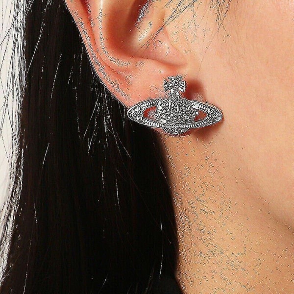 4pcs Crystal Saturn Heart Orb Set Necklace+bracelet+earrings Pendant Chains Gift Silver