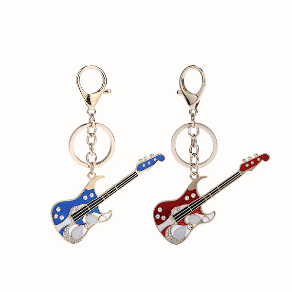 1 par diamantpar-gitarr bilnyckelring väska charm smycken födelsedagspresent souvenir