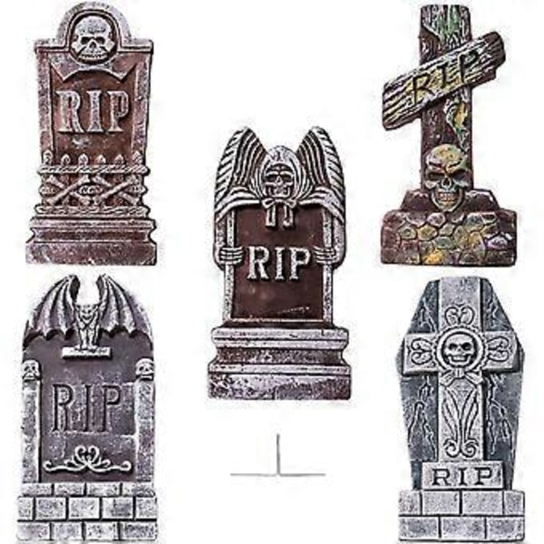 17" RIP Foam Headstones (5-pack) headstone decorations and 12 additional metal garden decor pins