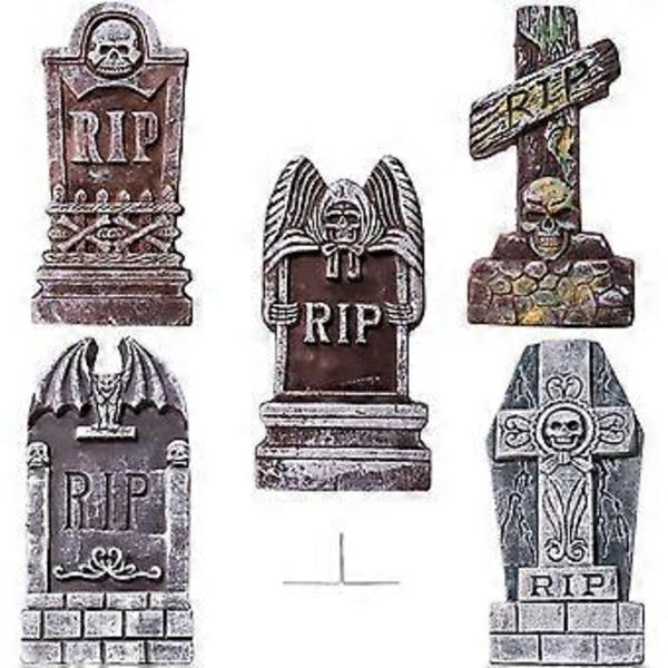 17\" RIP Skumgravsstøtter (5-pakning) gravsteddekorasjoner og 12 ekstra metallhagedekorasjonspinner