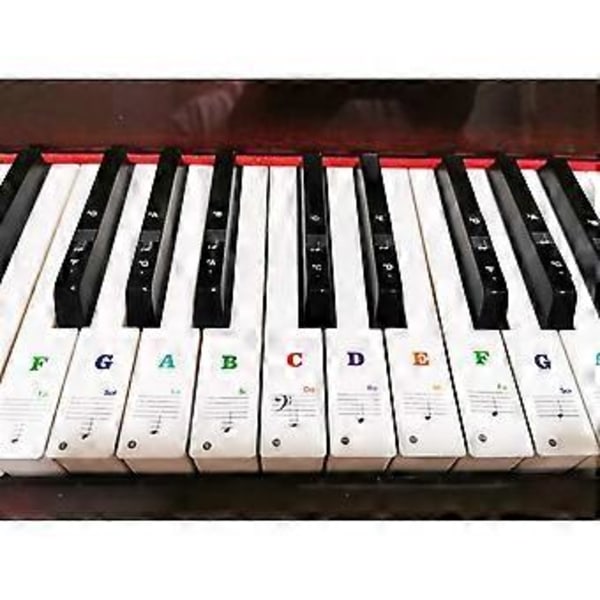 SZTXJ 2 Pakke Klaver Keyboard Klistermærker til 88/61/54/49/37 Tangenter, Store Tykke Klaver Klistermærker til Læring, Aftagelige Klaver Keyboard Bogstaver, Node Etiket til