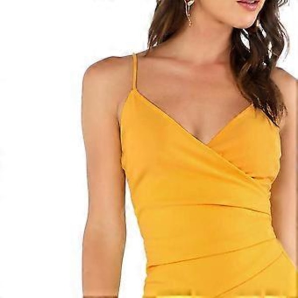Sexy, rynket, asymmetrisk V-hals bodycon cami-kjole for kvinner (style937)