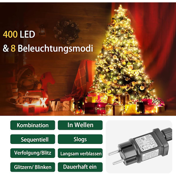 Joulukuusivalosarja, Lämmin Valkoinen 2M *16 Haaraa 400 LED