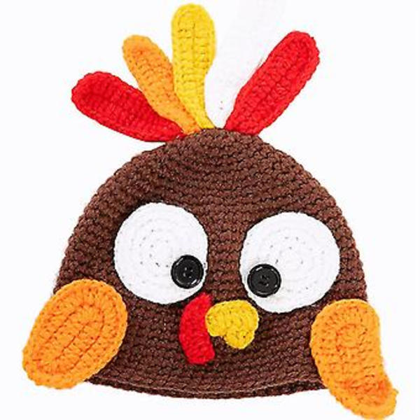 Kawaii Barnhatts för Barn Turkiskt Sött Mössa Thanksgiving Stickad Hatt Halloween Allmatch (Brun)