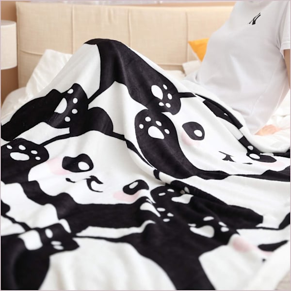 Panda Pläd, Mjuk Plyschfilt med Panda Motiv, Perfekt Present till Flickor