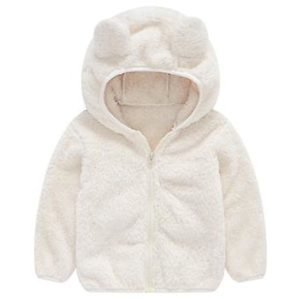 Barn Teddybjörn Fluffig Fleece Huvtröja Varm Zip Up Jacka Ytterkläder (4-5 År Vit)