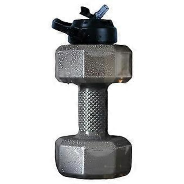 Stor Kapacitet Kop Dumbbell Form Drikkevandsflasker Vægtstang Kedel Kropstræningsflaske () til Udendørs Campingrejser (2200ML Sort)