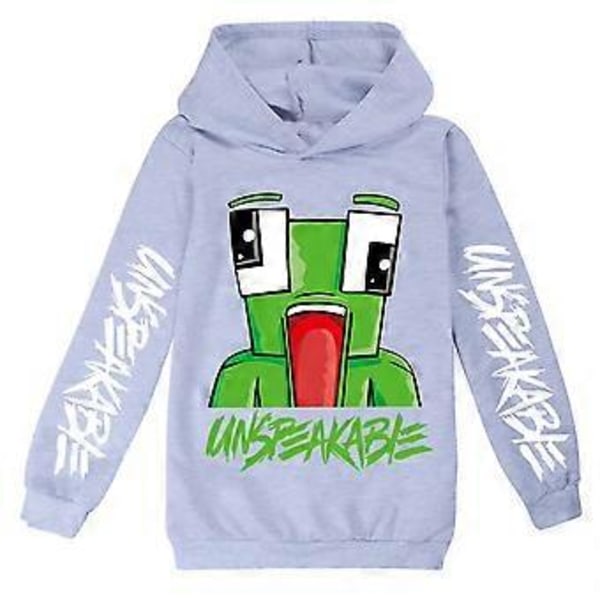 Hoodies med huva för barn 7-14 år, oöverträffad tryckt tröja för hösten (11-12 år, grå)