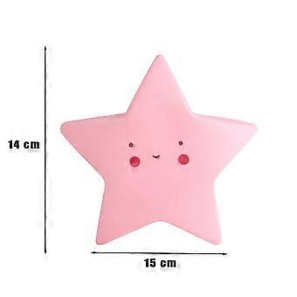 Sød Form med Smilende Ansigt LED Natlampe til Børneværelses Lampe Dekoration (Pink Stjerne)