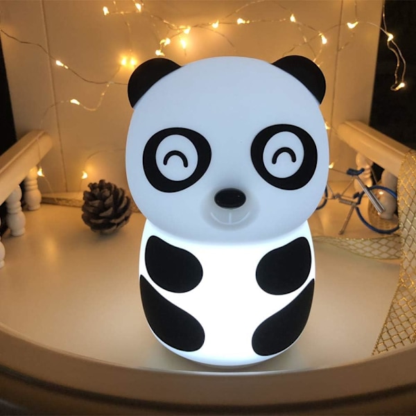 Panda LED Nattlampa med Trycksensor 2 Färger Dimbar USB Laddning