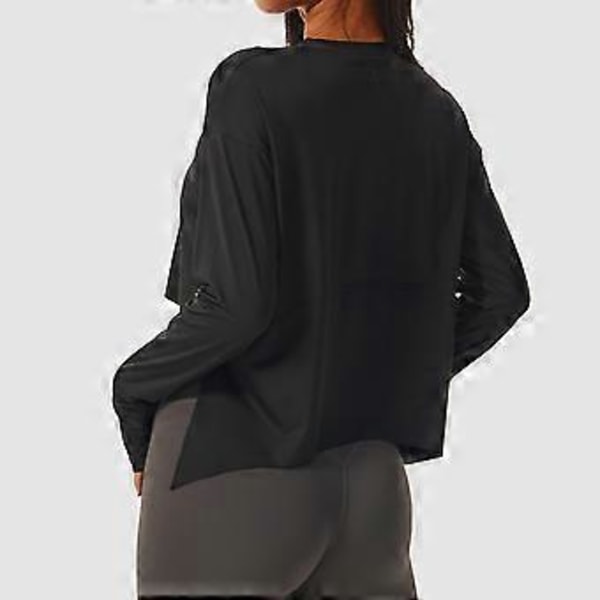 Kvinners Langærmet Treningsskjorte Løstsittende Tommelhull Flytende Elastisk Yoga Atletisk Avslappet Topp (XL Svart)