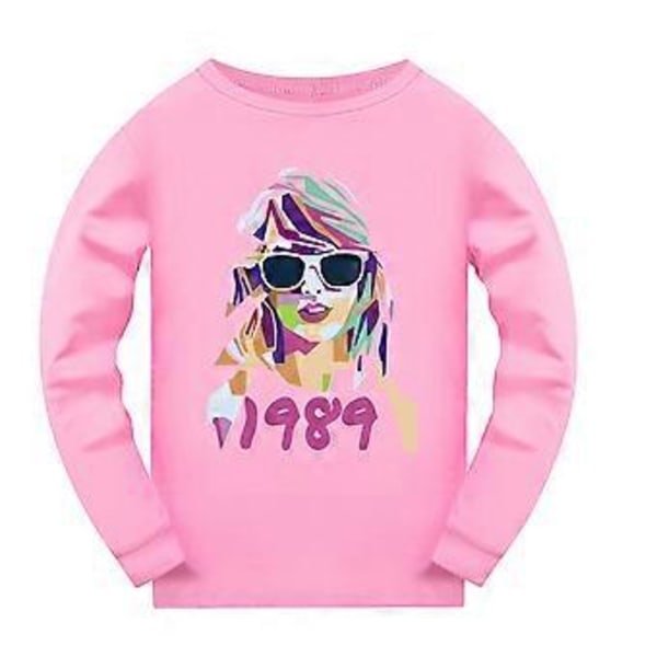 Barnens Taylor Swift Långärmade Pyjamas Set Långärmad T-shirt Byxor Set Nattkläder (9-10 År Rosa)