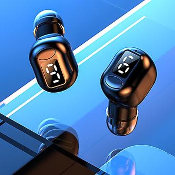 Bluetooth 5.3 Trådløse Hodetelefoner M5 Hifi Ørepropper Mini Usynlige In-Ear Ørepropp Led Digital Display (Svart)