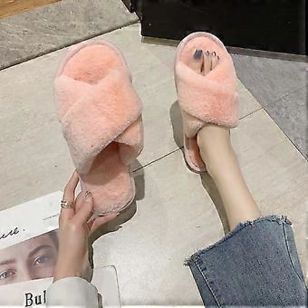 Dame åben tå varme bomuldsslippers (40-41 pink)