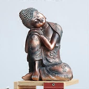 Harpiks Sovende Buddha Statue Håndskåret Sete Hvilende Søvn Hjem Dekor Gave